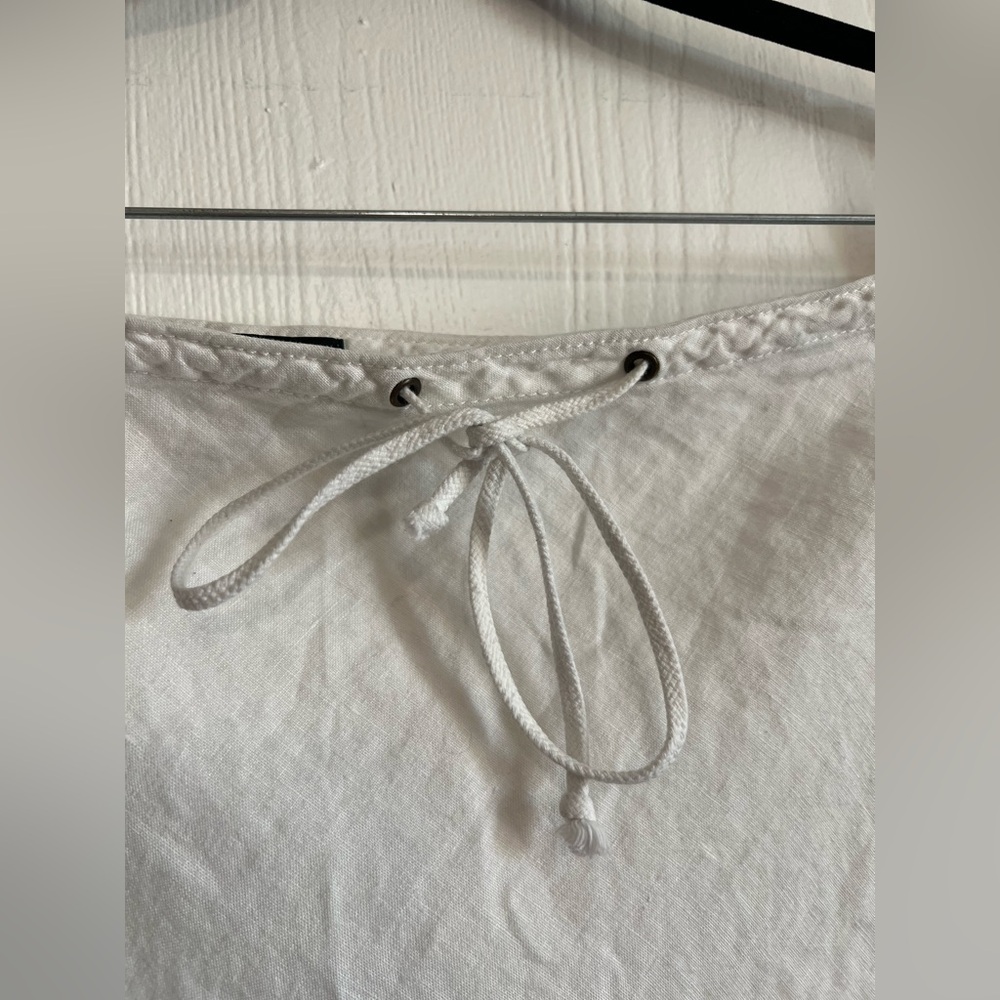 J Crew White Linen Ruffled Hem Midi Skirt Size L Coquette Boho - Picture 3 of 9